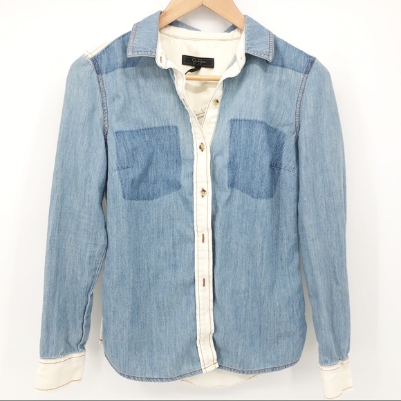 Jessica Simpson Morning Glory Soft Denim Top S-S - Picture 2 of 8